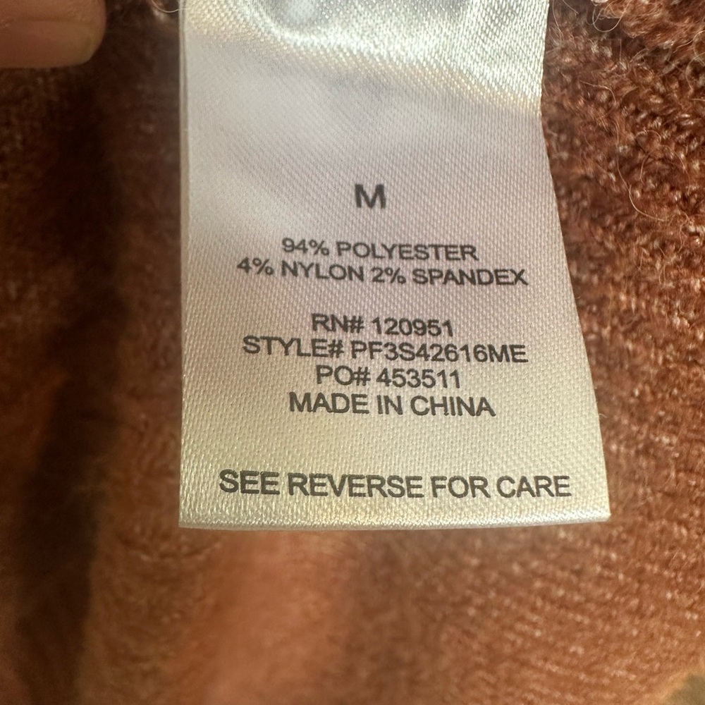 Women's Ribbed Open-Front Cardigan in Rust - Picture 4 of 4